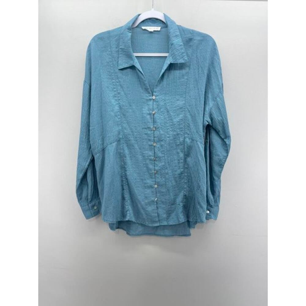 Jane + Delaney Blue Button Front Tunic Blouse‎